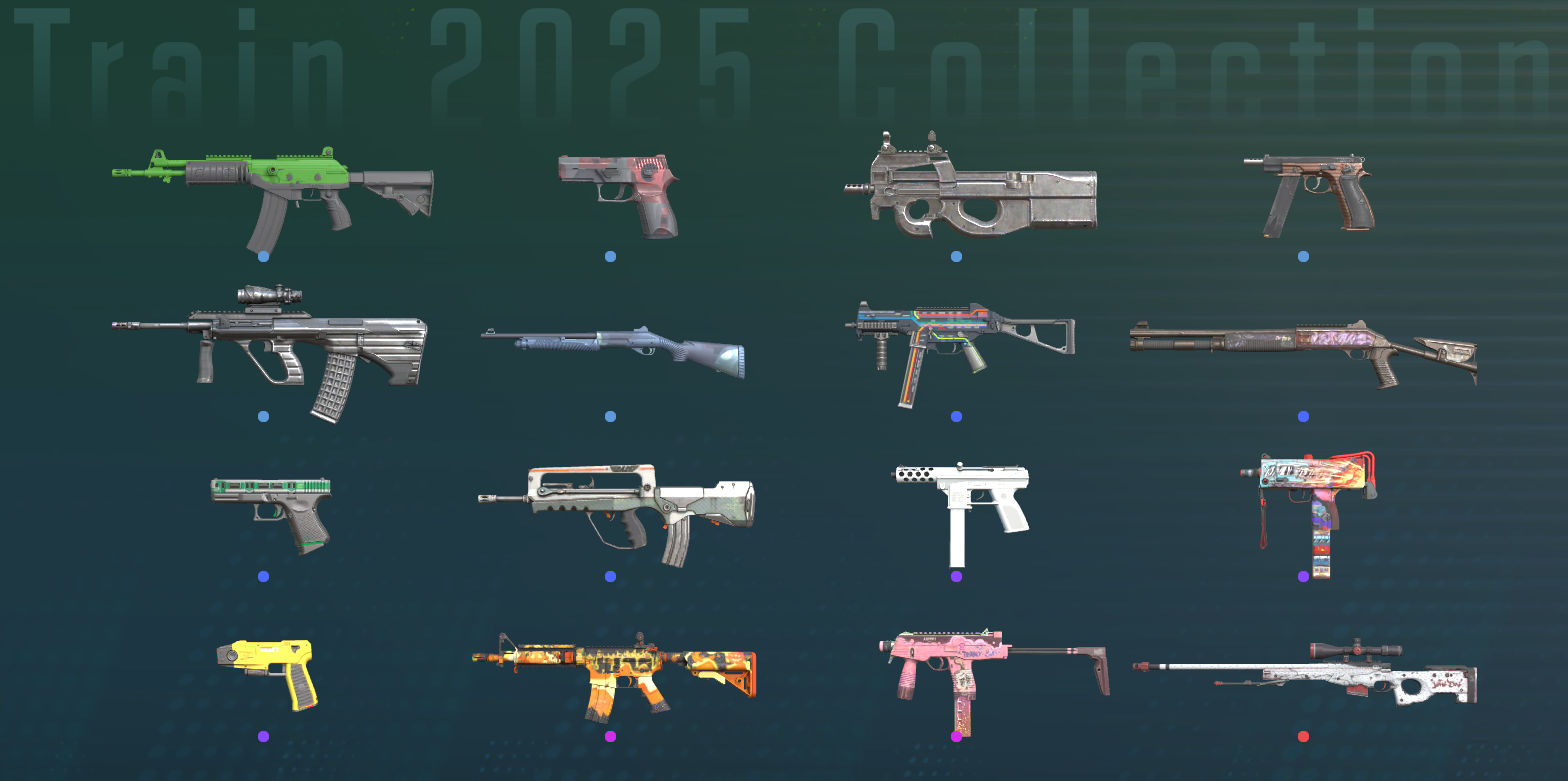 Full overview of all skins in the CS2 Train 2025 Collection